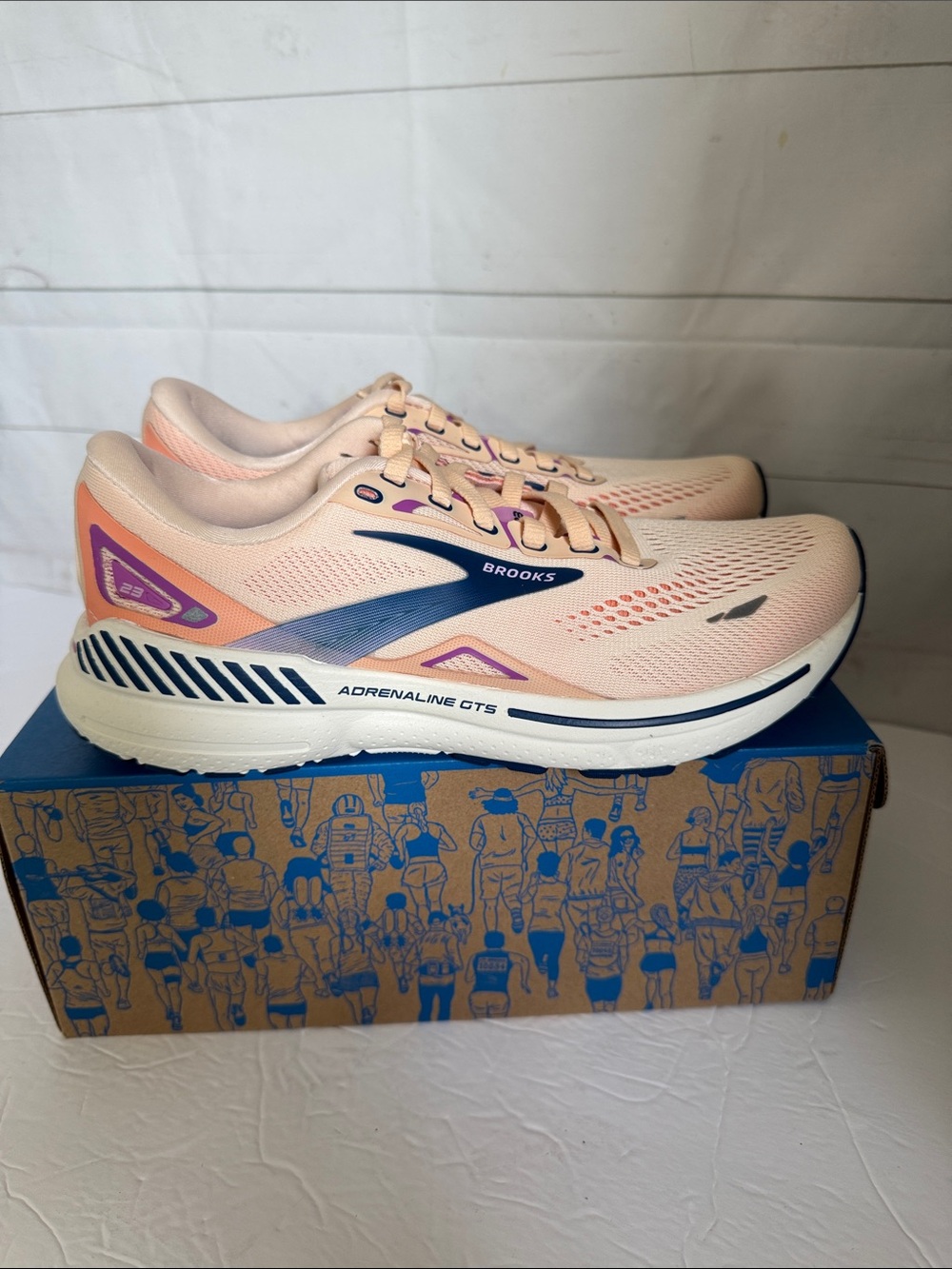 Brooks Size 8-8.5B Adrenaline GTS 23 Women's Running Shoes Apricot (Estate Blue) - Picture 6 of 9